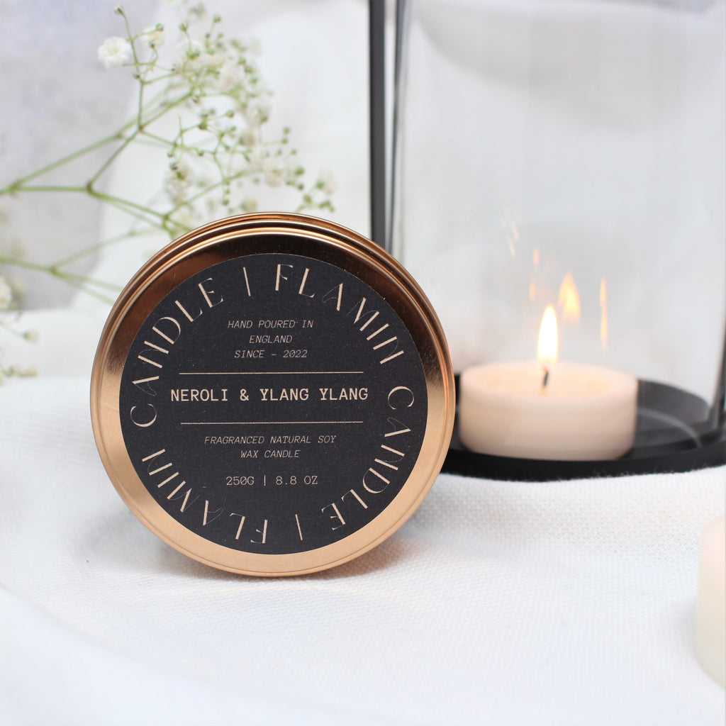 Luxury Soy Wax Candle in Rose Gold Tin | Highly Scented 250g