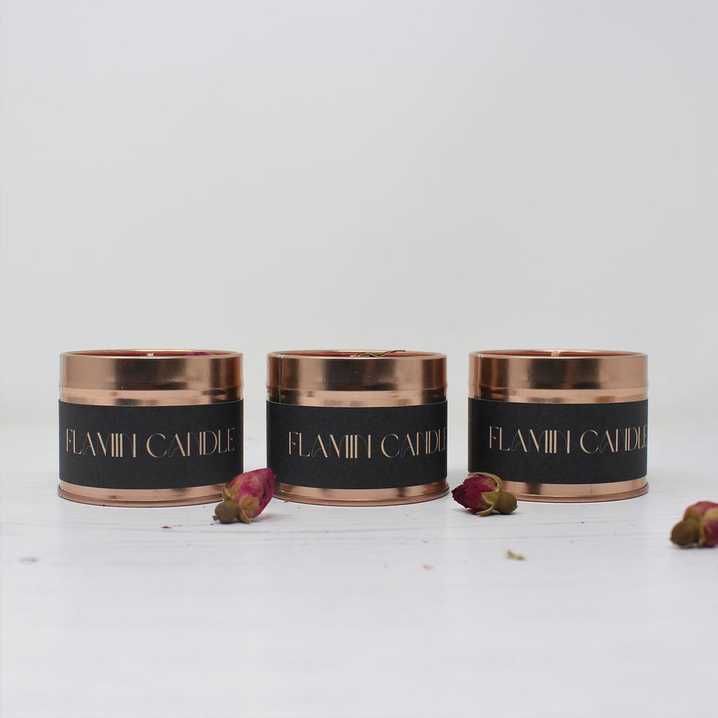 Luxury Soy Wax Candle in Rose Gold Tin | Highly Scented 250g