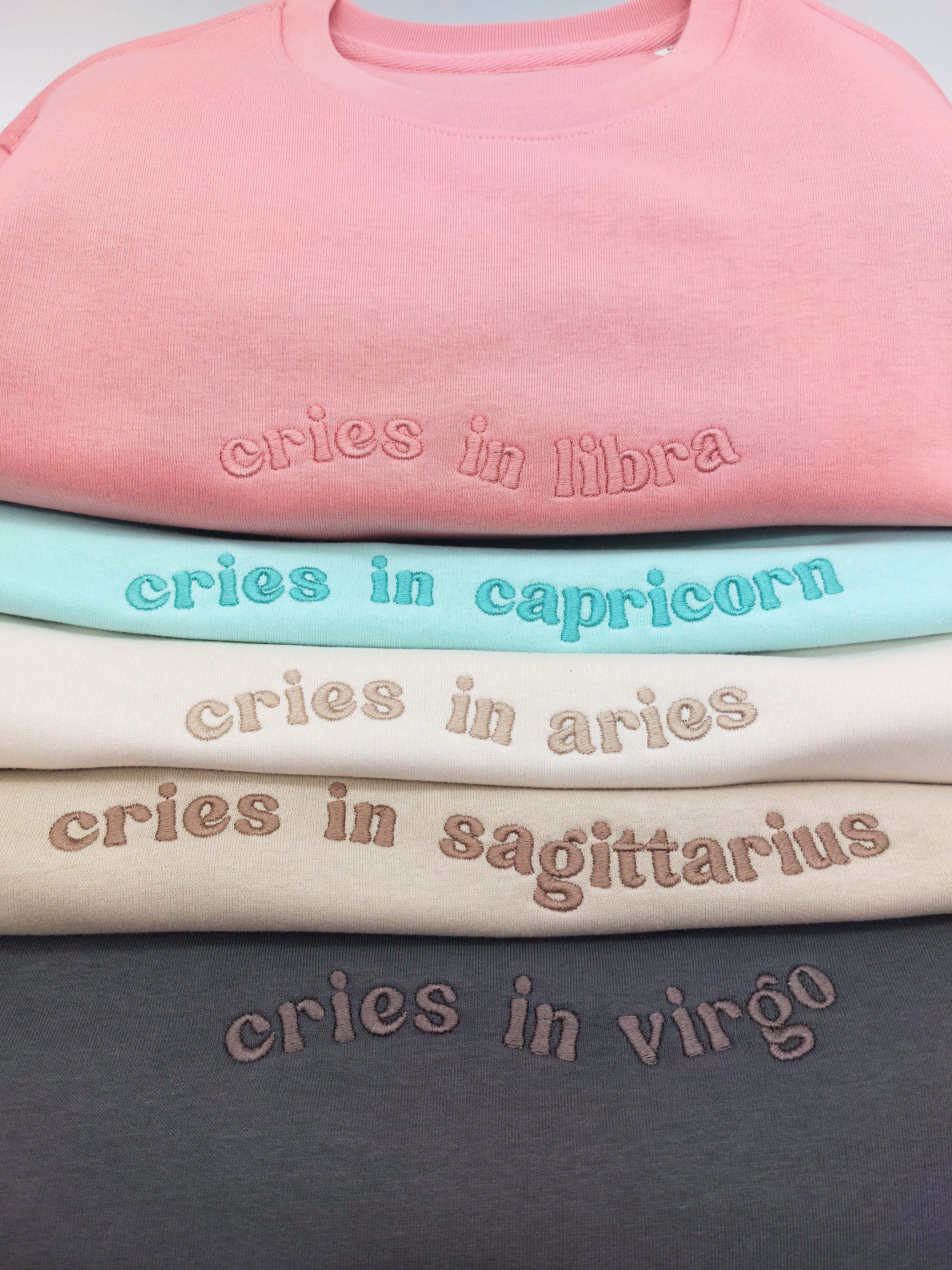 Cries in [Zodiac] Premium Embroidered Sweatshirt